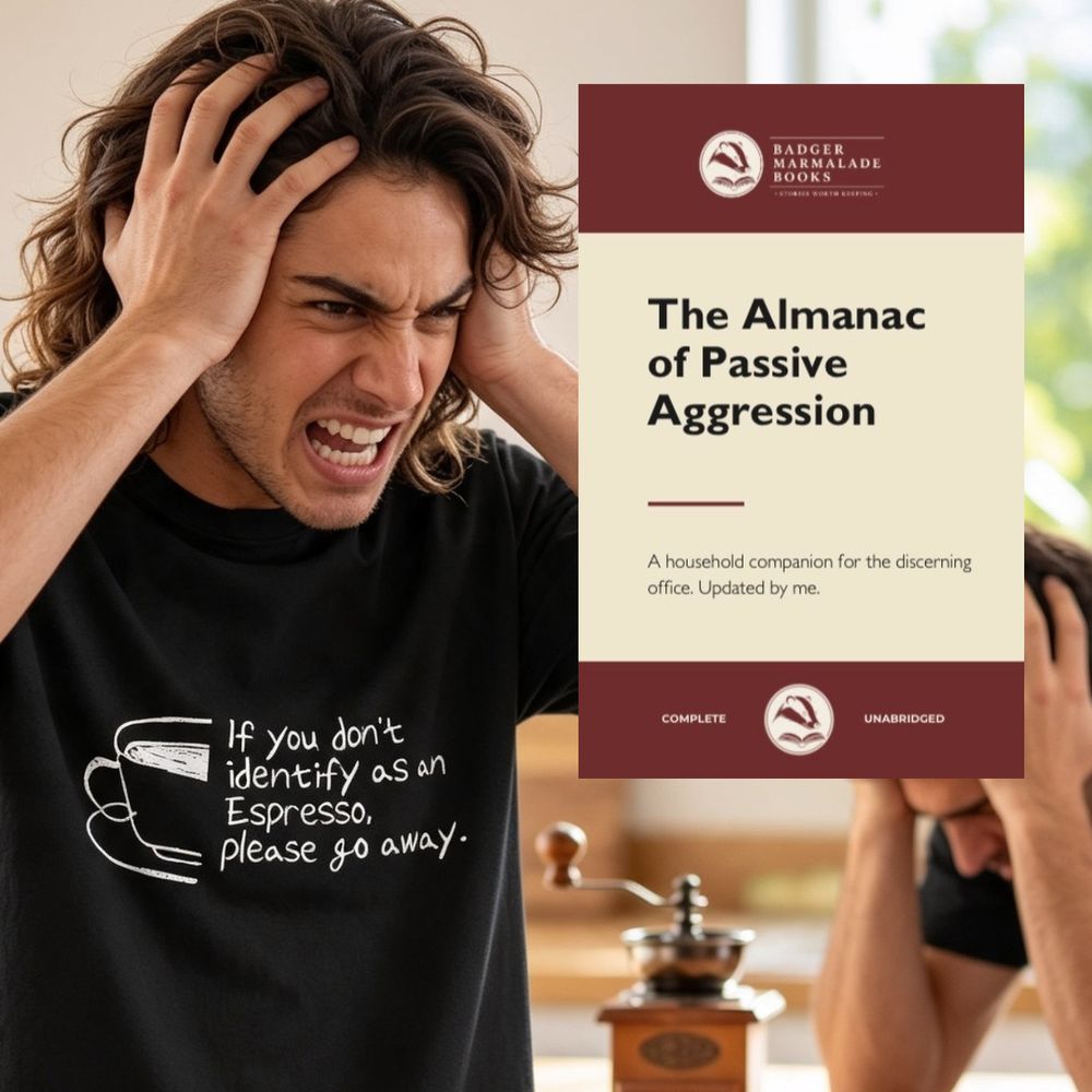 The Almanac of Passive Aggression, styled advertising image