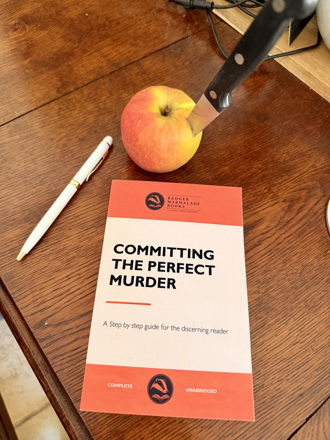 Committing the Perfect Murder styled with an apple and knife